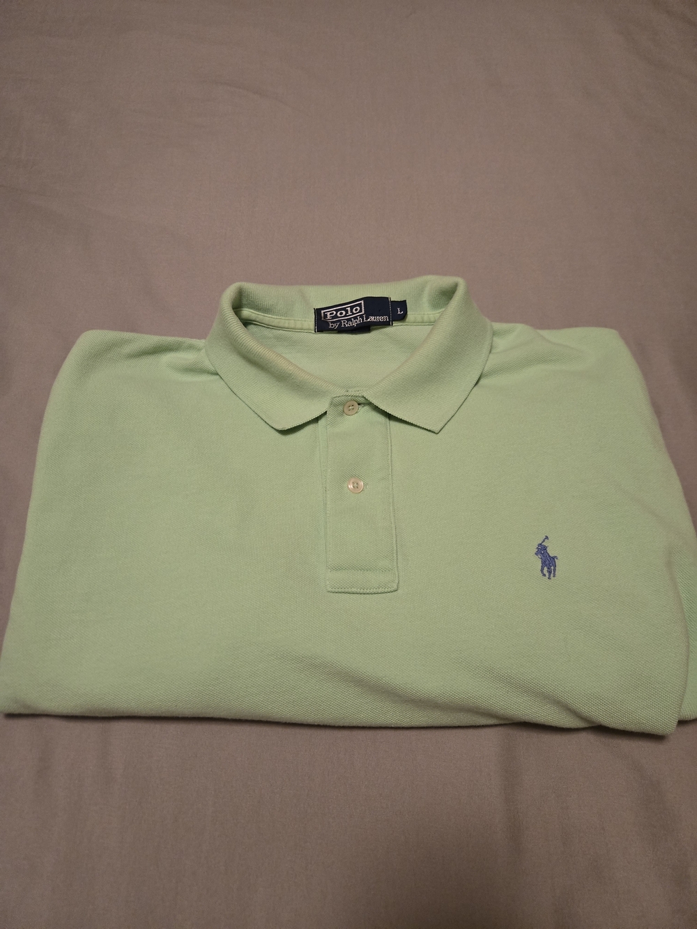 VTG Polo Ralph Lauren Polo Shirt Mens Large Green Short Sleeve Pique Cotton Pony
